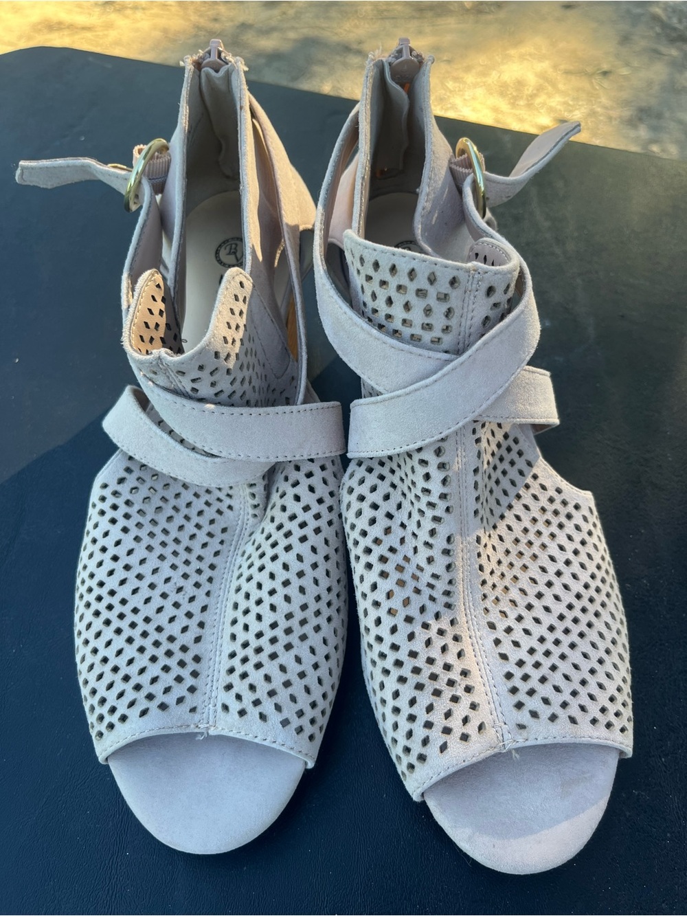 Bella Vita Women's Perforated Open-Toe Ankle Strap Sandals — Light Taupe